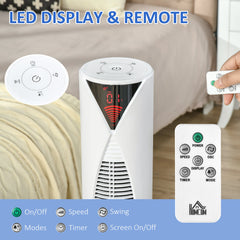 Freestanding Tower Fan Cooling for Home Bedroom with 3 Speed, 12h Timer, Oscillating, LED Sensor Panel, Remote Controller, Black