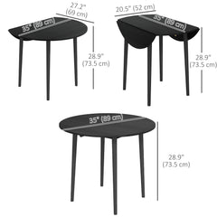 Folding Dining Table, Round Drop Leaf Kitchen Table for Small Spaces with Wood Legs, Oak