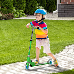Snow Scooter, 2 in 1 Design Adjustable Height Scooter Snow Sled for Kids Aged Over 7 Years Old, Foldable Kids Sled Ski Scooter with Wheels Blades, Green