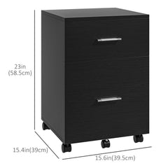 Mobile Filing Cabinet, Vertical File Cabinet with 2 Drawers, Wheels, for Letter or A4 File, Natural