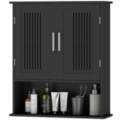 Modern Wall Mount Bathroom Cabinet, Storage Organizer with 2 Door Cabinet and Shelf, White
