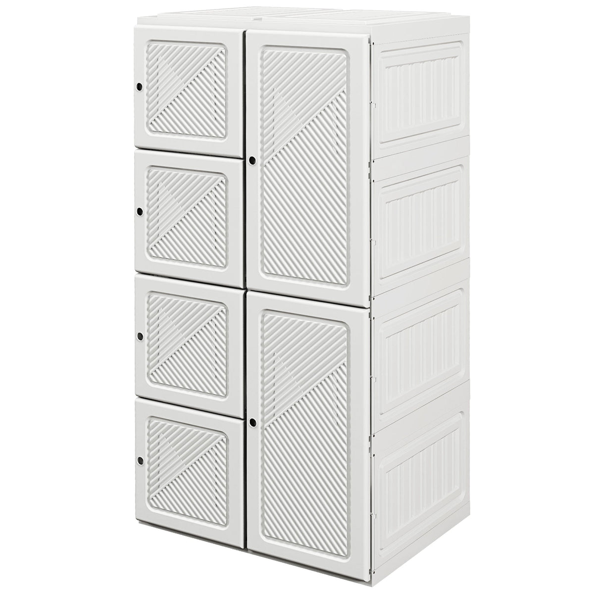 Portable Wardrobe, Foldable Storage Organzier with 8 Compartments, Magnet Doors, White
