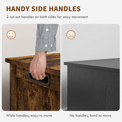 Storage Trunk with 2 Safety Hinges, Modern Entryway Bench with Side Handles, Storage Chest for Living Room, Black