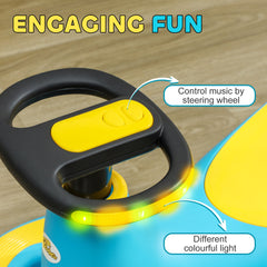 Kids Wiggle Car w/ Parent Traction Rope, Music, Light, Blue