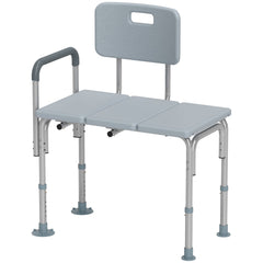 6-Level Adjustable Bath and Shower Transfer Bench Aluminum Chair with Non-Slip Feet, Armrest & Backrest White