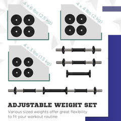 33LBS 2-in-1 Adjustable Barbell & Dumbbells Set, Weights Set with Non-slip Handles for Men and Women Home Gym Training