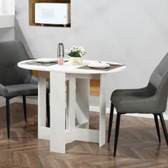 Folding Dining Table, 41" Drop Leaf Table for Small Spaces, Oval Foldable Table for Kitchen, Dining Room, White