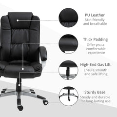High Back Executive Office Chair Adjustable Desk Seat Swivel PU Leather Computer Chair with Padded Armrests