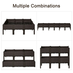 2-piece Raised Garden Bed PP Raised Flower Bed Plant Stand Stackable Vegetable Herb Grow Box