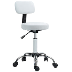 Adjustable Rolling Stool with Removable Backrest, Faux Leather Swivel Stool Chair for Salon Spa, Bar, Massage, Black