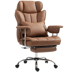 400LBS Massage Office Chair, Executive Office Chair with 6-Point Vibration, Footrest and Lumbar Support, Black