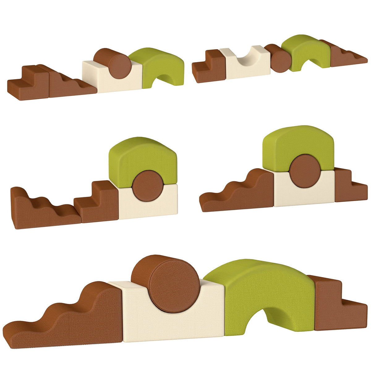 5-Piece Foam Climbing Blocks with Non-Slip Bottom, Removable Washable Cover for Crawling or Building, Playroom, Nursery