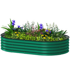 5' x 3' x 1' Large Outdoor Planter Box, Galvanized Raised Garden Bed with Metal Plant Stake, Green