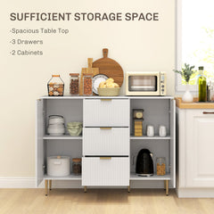 Modern Kitchen Storage Cabinet, Sideboard Buffet Cabinet w/ 3 Drawers and Adjustable Shelves for Kitchen Hallway, Black