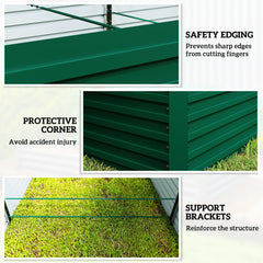 8' x 4' x 2' Raised Garden Bed, Galvanized Planter Box for Growing Flowers, Herbs and Vegetables, Green