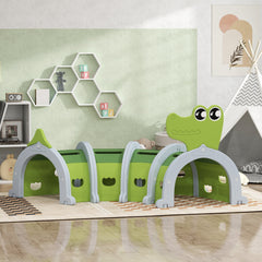 Crocodile Design Tunnel for Kids to Crawl Through, for 3-6 Years, Green
