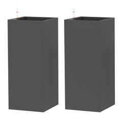 2 Pack Planter Box, 26 Inch Plastic Flower Pots with Water Level Indicator, Drainage Hole and Drain Plug, Dark Grey