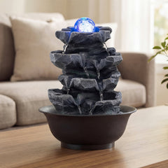 Tabletop Water Fountain with Rolling Crystal Ball and Color-Changing LED Light-D