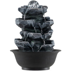 Tabletop Water Fountain with Rolling Crystal Ball and Color-Changing LED Light-D