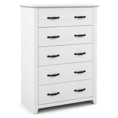 Tall Storage Dresser with 5 Pull-out Drawers for Bedroom Living Room-White