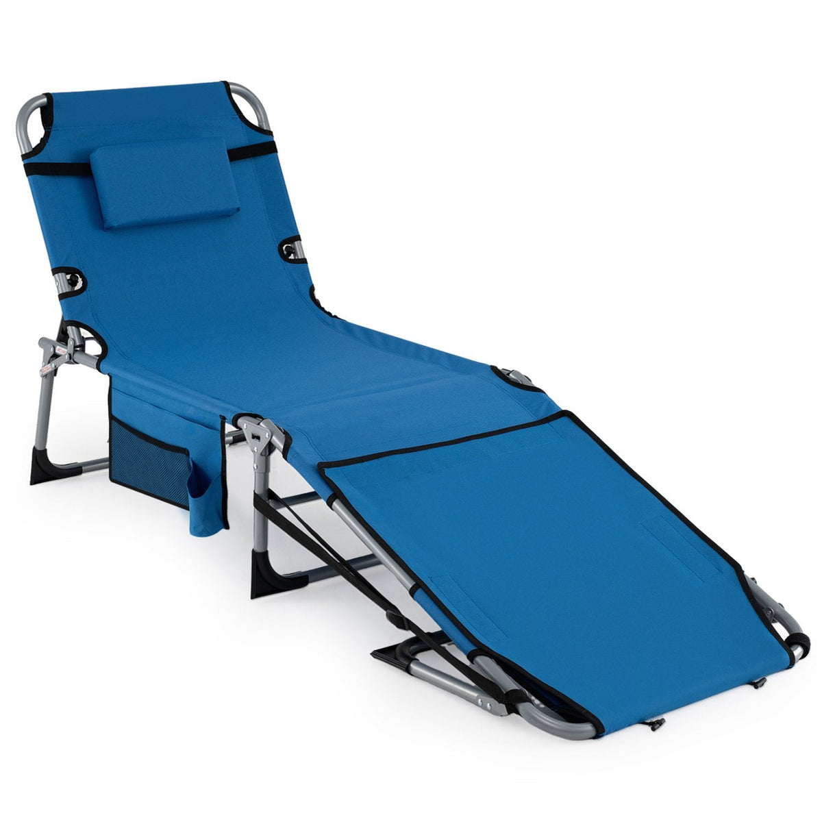Folding Tanning Chair with 4 Level Backrest and Face Hole, Blue
