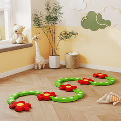 Kids Balance Beam Stepping Stones with Non-slip Surface for Kids 3-8, Build Coordination and Gross Motor Skills, Green