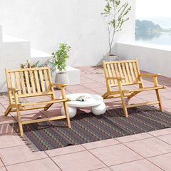 Teak Wood Outdoor Reclining Chair with Comfortable Backrest and Armrests