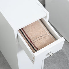 Space Saving Toilet Paper Cabinet, Narrow Bathroom Cabinet with Drawers and Hidden Storage, White
