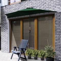9.8ft Half Umbrella Semi Round Patio Parasol with Crank Handle, Top Vent for Garden, Balcony- NO BASE INCLUDED, Green