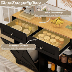 Tilt Out Trash Can Cabinet with Outlets and Adjustable Shelf-Black