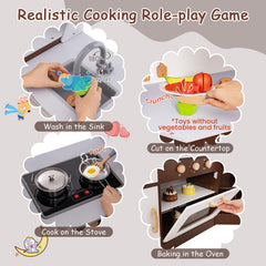 Espresso Corner Play Kitchen with Washing Machine, Ice Maker and Chef Suit for Kids
