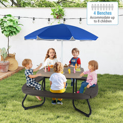 Toddler Outdoor Activity Table with Adjustable and Collapsible Umbrella-Brown