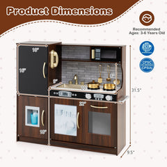 Toddler Pretend Play Kitchen for Boys and Girls 3-6 Years Old-Brown