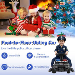 Toddler Sliding Car with Steering Wheel and Under-Seat Storage Push-Black