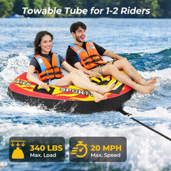 Towable Tube with Quick Connector and Drainage for Boating