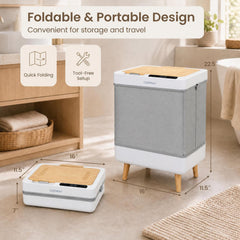 Towel Warmer Bucket with Foldable Design and Auto Shut Off for Bathroom-Natural