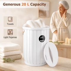 Towel Warmer Heated Bucket with Auto Shut Off and Fragrance Tray for Bathrooms-White