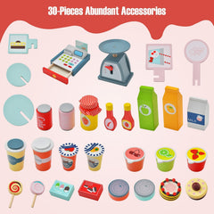 Toy Cart Play Set with POS Machine and Lovely Scale-Multicolor