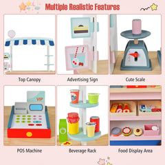 Toy Cart Play Set with POS Machine and Lovely Scale-Multicolor