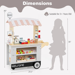 Toy Cart Play Set with POS Machine and Lovely Scale-Gray