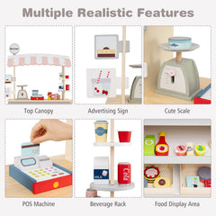 Toy Cart Play Set with POS Machine and Lovely Scale-Gray