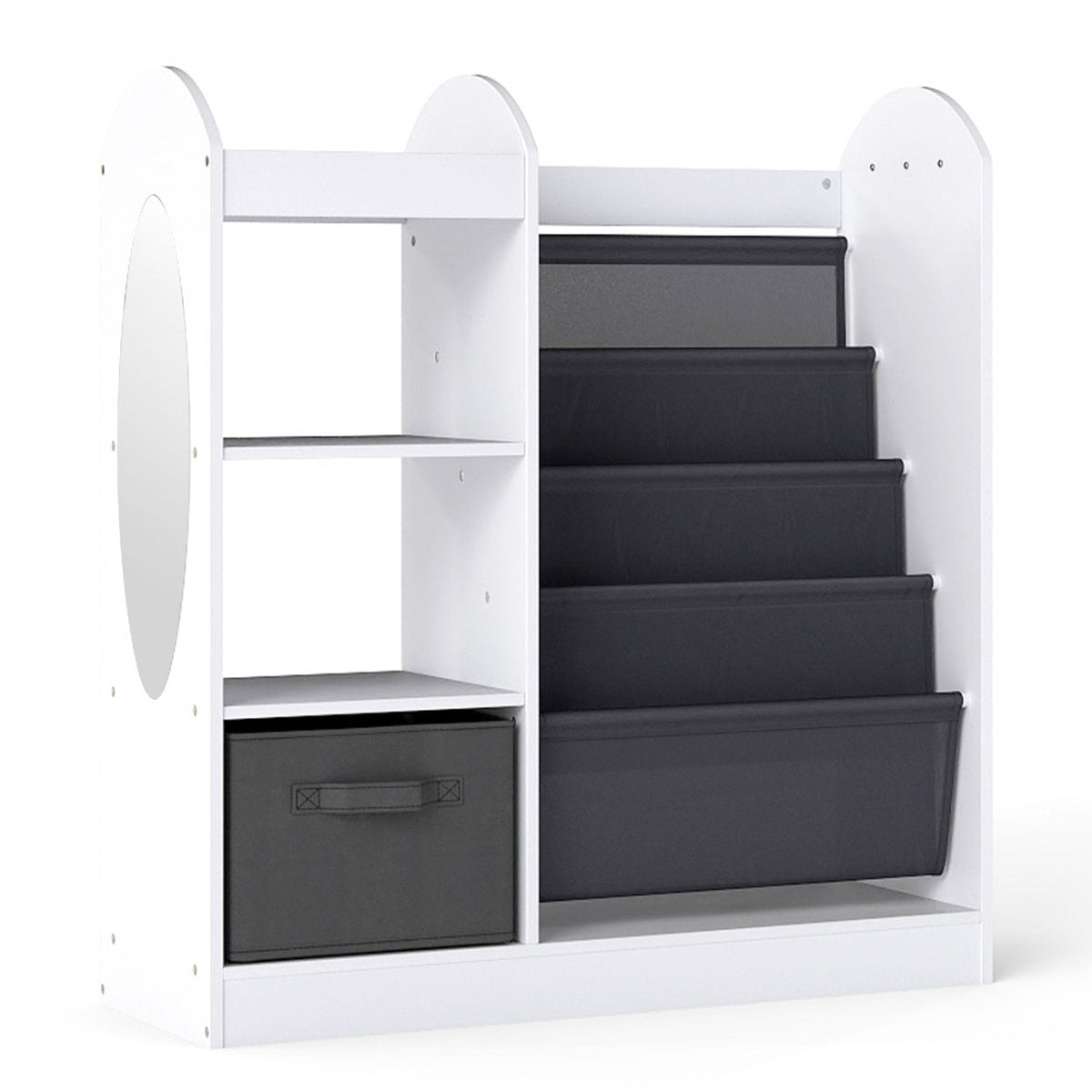 Toy Storage Organizer with 4-Tier Sling Shelves-White