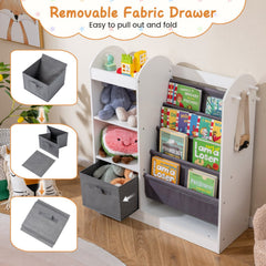 Toy Storage Organizer with 4-Tier Sling Shelves-White