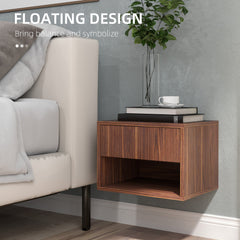 Floating Nightstand Set of 2, Wall Mounted Bedside Table with Drawer for Bedroom Black