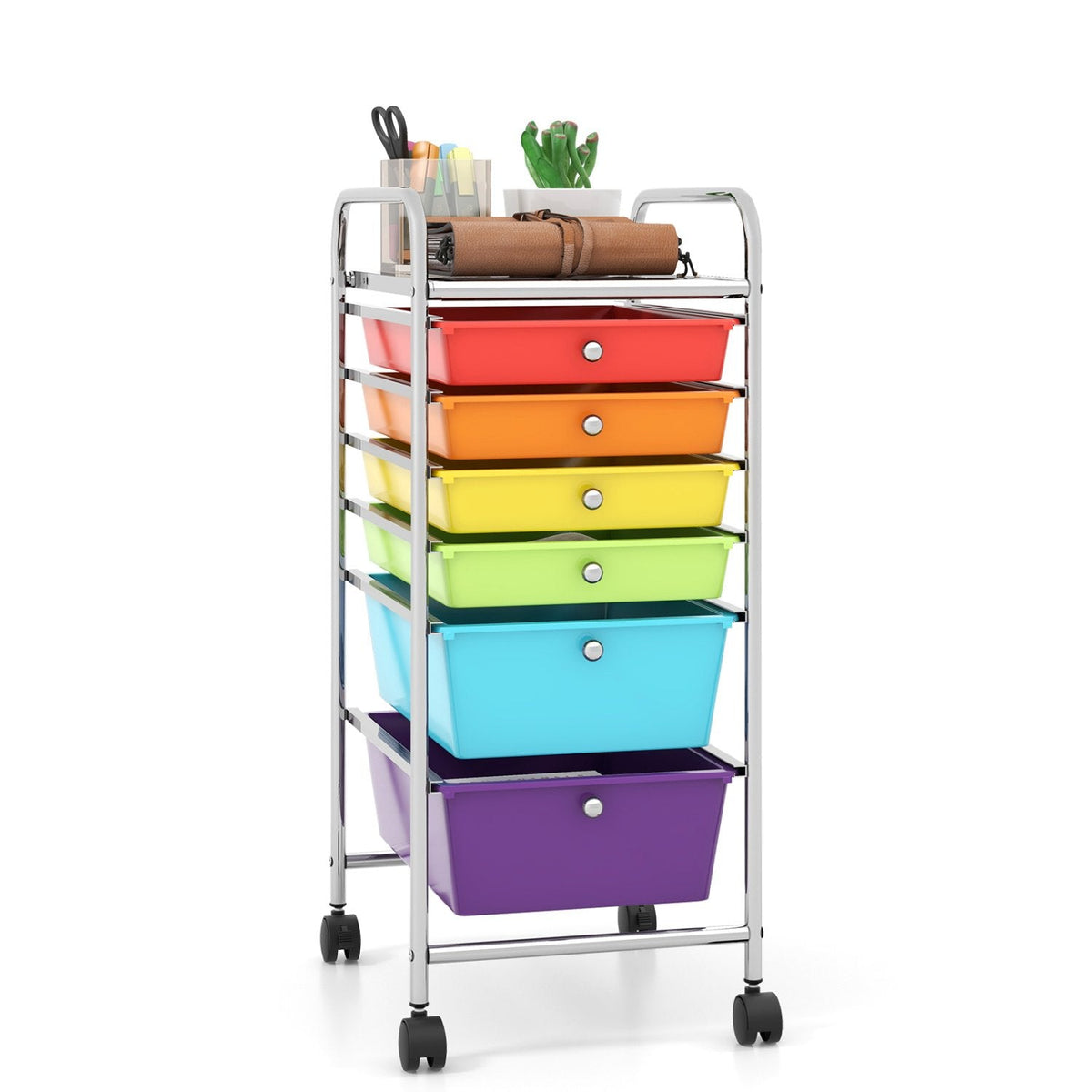 6 Drawers Rolling Storage Cart Organizer-Multicolor