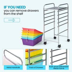 6 Drawers Rolling Storage Cart Organizer-Multicolor