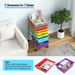 6 Drawers Rolling Storage Cart Organizer-Multicolor