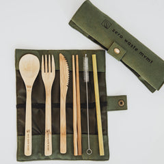 Travel Bamboo Utensil Set With Pouch