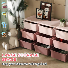 3 Tier Kids Toy Organizer and Storage Bins with 6 Plastic Drawers, Blue