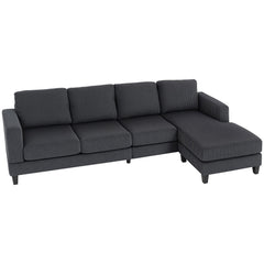 L Shaped Couch, L Shape Sofa with Chaise Lounge and Spring Cushion for Living Room, Bedroom, Beige
